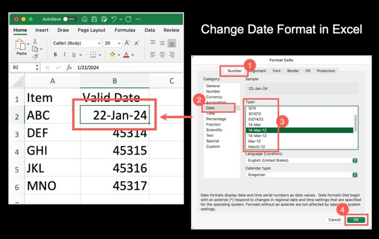 Change Date Format in Excel