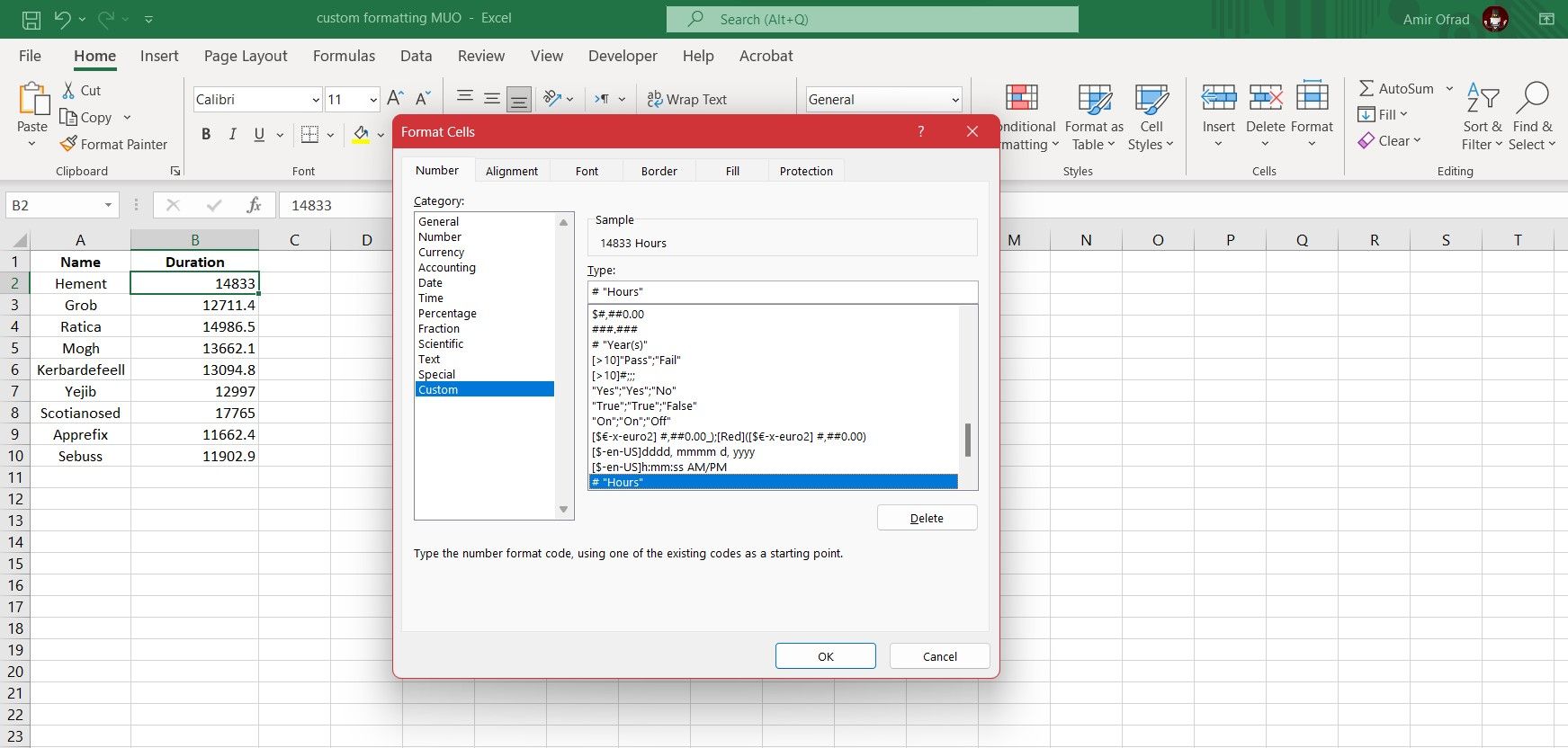 Excel 中的格式化窗口
