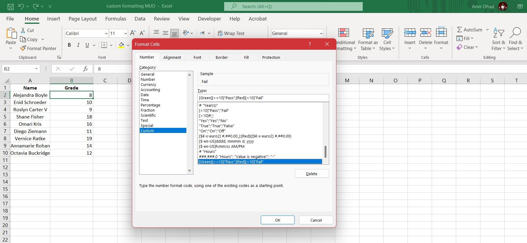 在 Excel 中使用条件格式化