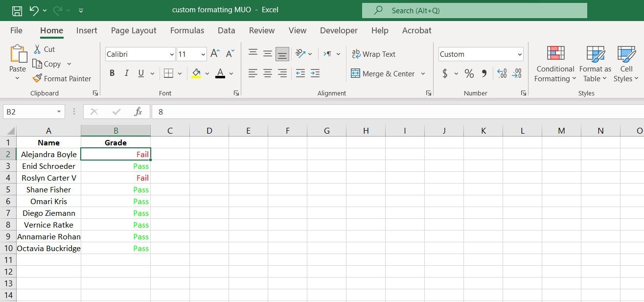 Excel 中带条件的自定义格式