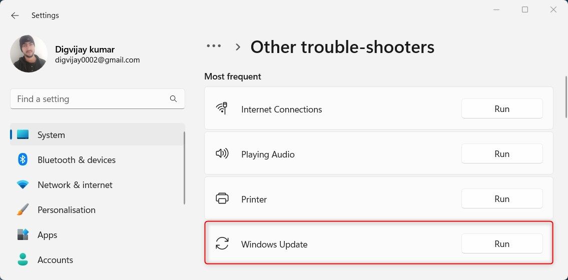 运行 Windows Update Troubleshooter-1