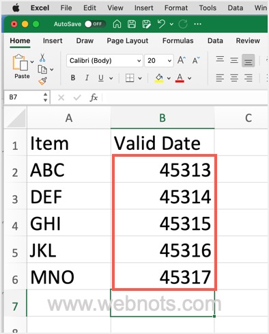在 Excel 中显示为数字的日期