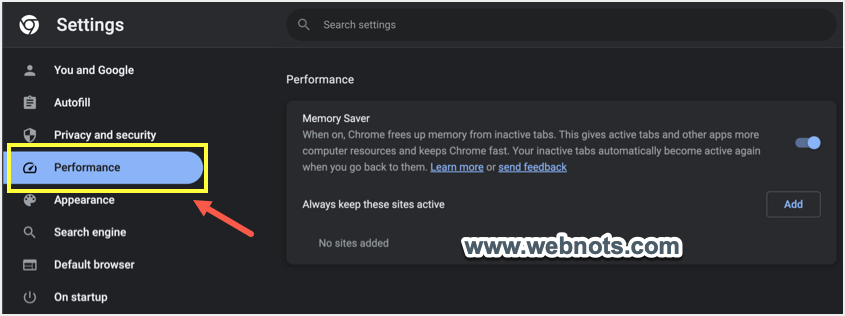 谷歌浏览器中的性能设置