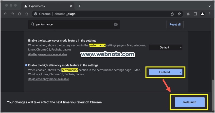 启用标志后重新启动 Chrome