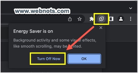 从 Chrome 地址栏图标关闭节能器