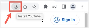 在 Chrome 中安装 YouTube 图标