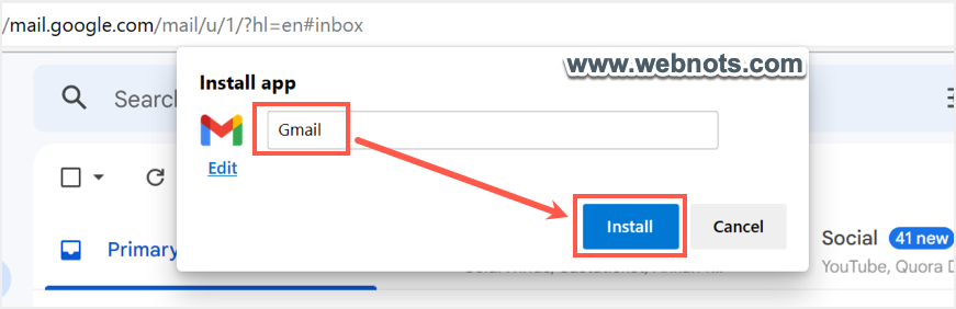 添加 Gmail 应用名称并安装