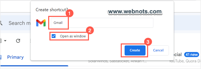 在 Chrome 中输入 Gmail 应用名称