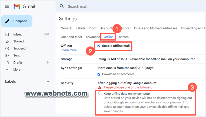 为 Gmail 启用离线邮件