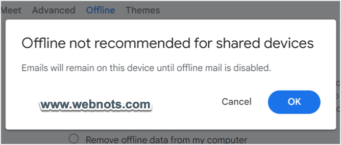 确认离线 Gmail 模式
