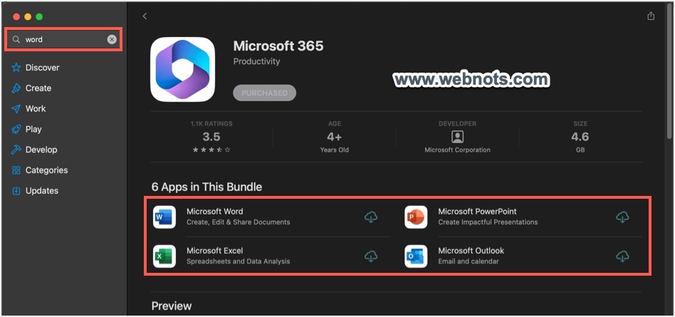 从 Mac App Store 安装 Microsoft 365 应用