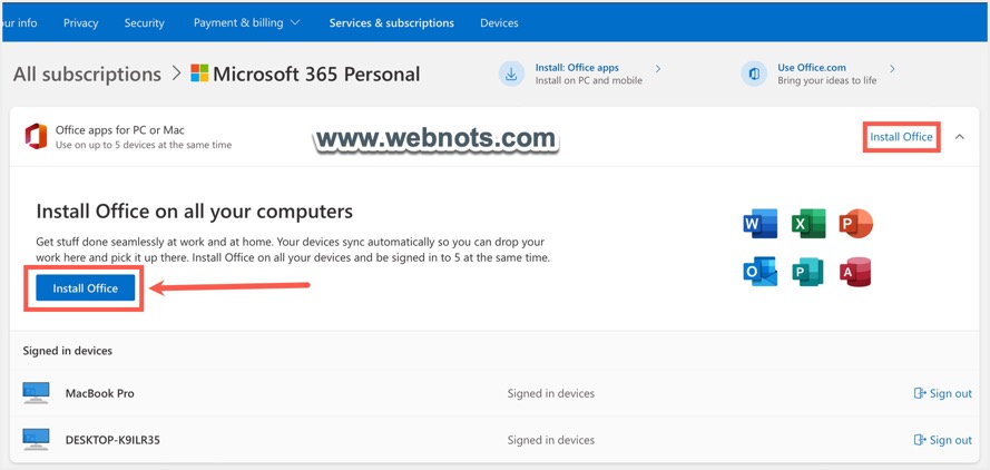 从 Microsoft 帐户安装 Office