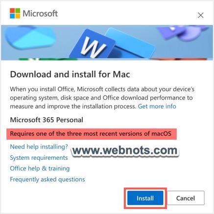 检查 macOS 版本并安装 Office 应用