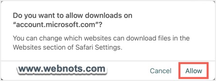 允许在 Safari 中从 Microsoft 下载