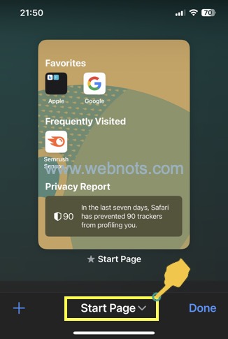 点击起始页选项