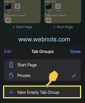 打开空的私人标签组