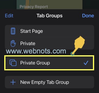 私有选项卡组已创建
