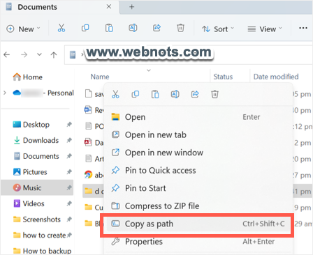 在 Windows 11 中复制文件路径