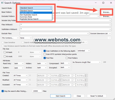 SearchMyFiles 应用程序中的重复搜索模式