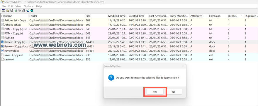 使用 SearchMyFiles 删除重复文件