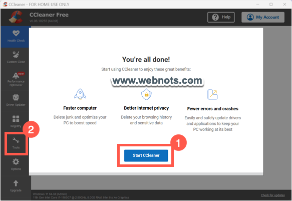 启动 CCleaner 应用程序