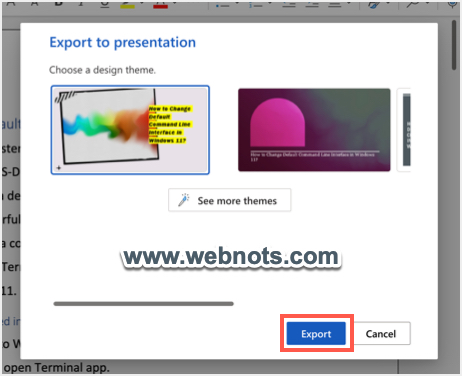 选择用于转换 Word 的 PowerPoint 主题