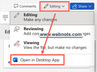 在桌面应用程序中编辑在线 Word 文档