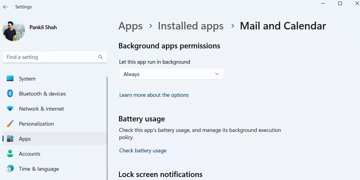 允许 Windows Mail 应用程序在后台运行