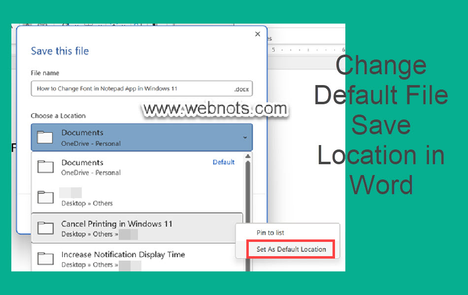 Change Default File Save Location in Word