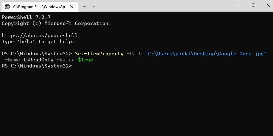 使用 PowerShell 更改只读属性