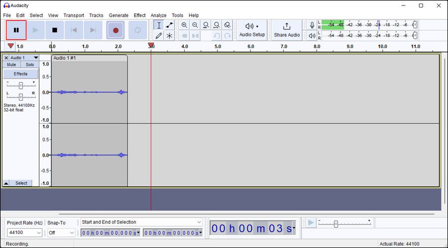 Audacity 中的暂停按钮