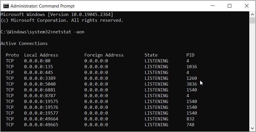 检查 TCP-IP 端口和进程标识符