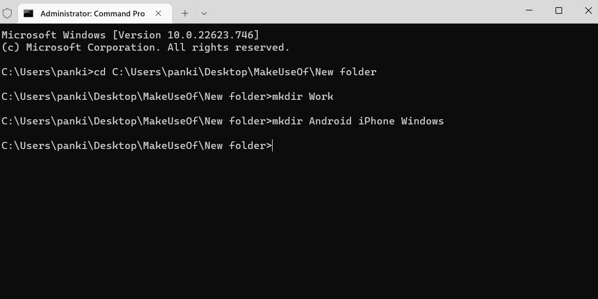 使用命令提示符在 Windows 中创建多个文件夹