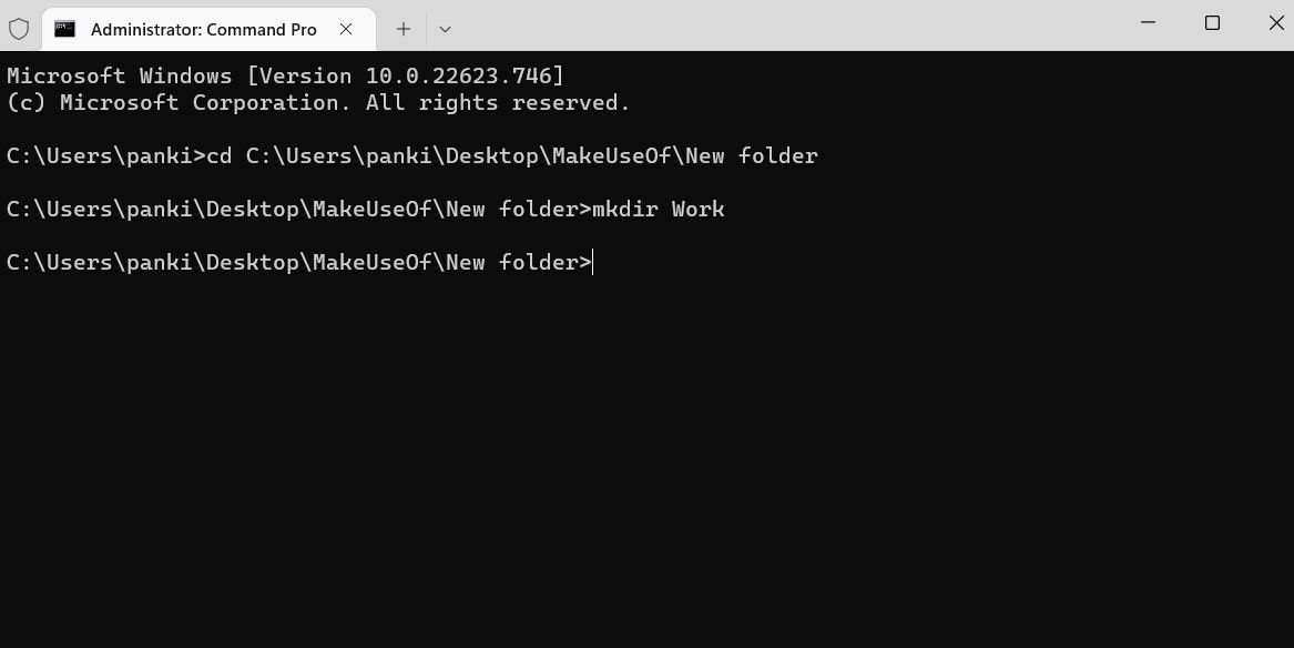 使用命令提示符在 Windows 11 中创建新文件夹