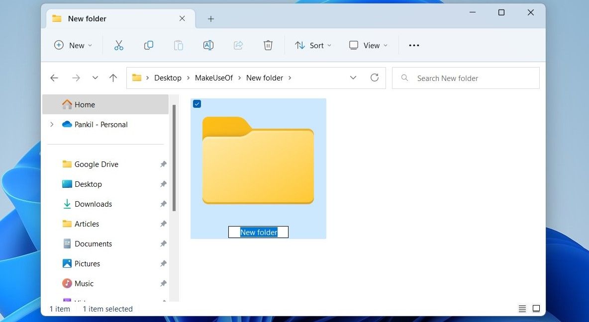 使用键盘快捷键在 Windows 11 中创建新文件夹