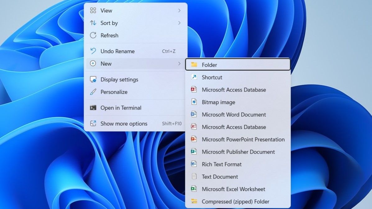 使用上下文菜单在 Windows 11 中创建新文件夹