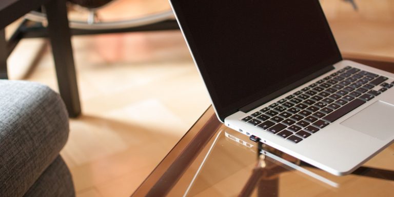 laptop on table top