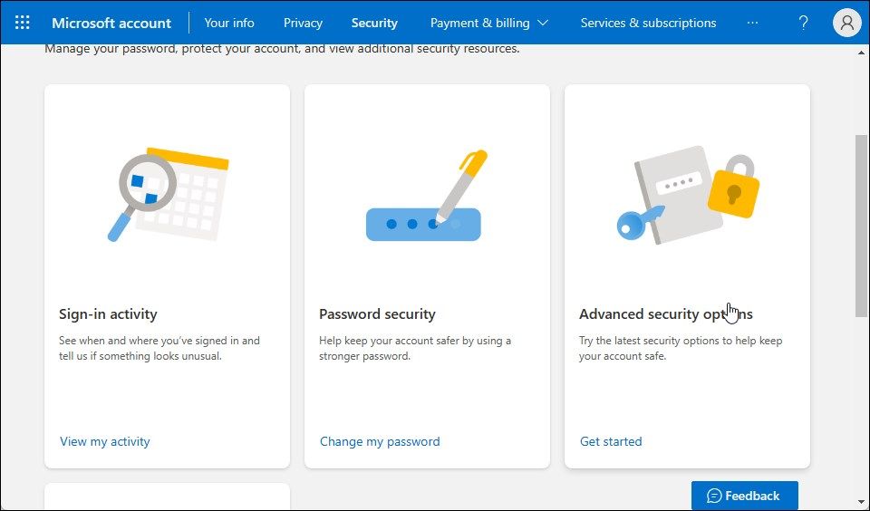 微软账户高级安全选项