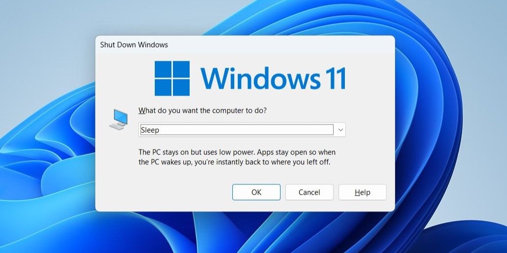 使用关闭 Windows 对话框让 Windows 计算机进入睡眠状态