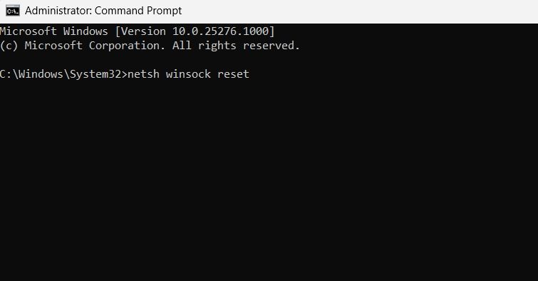 Reset Winsock Command in Command Prompt