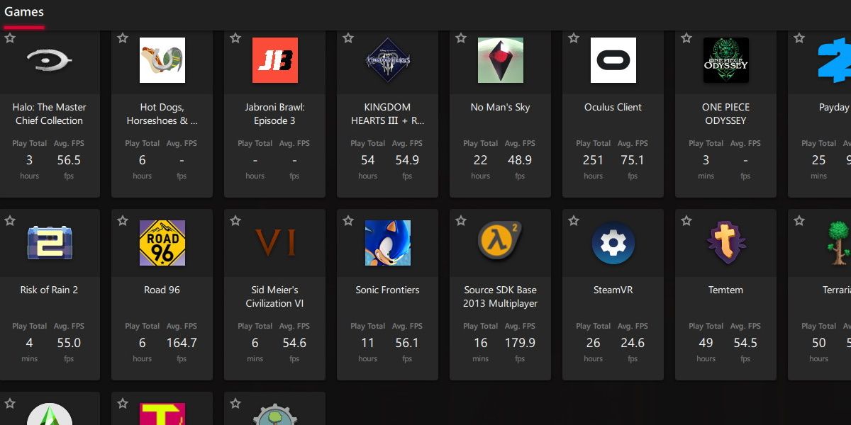 显示游戏列表的 AMD radeon 程序屏幕截图