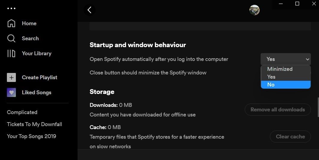 Windows 上的 Spotify 启动行为