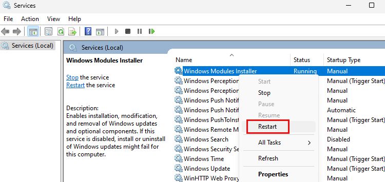 Windows 中的 Windows 模块安装程序服务