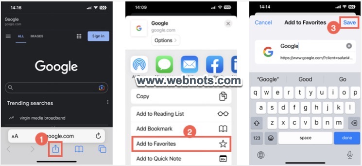 在 Safari iPhone 中添加到收藏夹