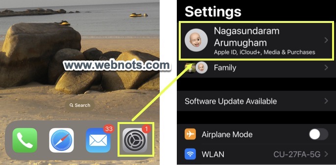 在 iPhone 中打开 Apple ID 设置