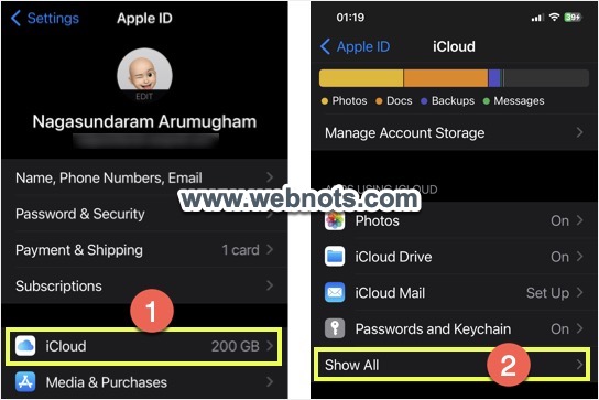 在 iPhone 中显示所有 iCloud 设置