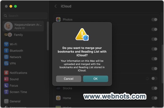 在 iCloud 中启用 Safari 同步和合并书签