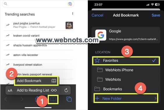 添加书签时创建新文件夹