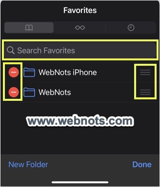 编辑和排列收藏夹中的文件夹