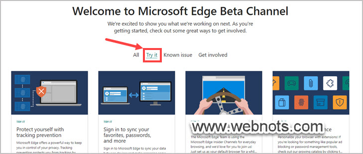 试用 Edge Insider 网站中的功能